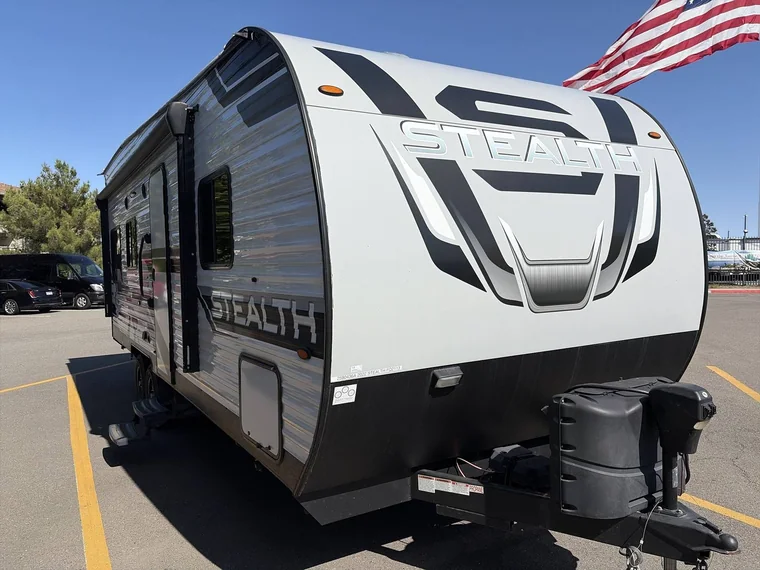 A 2021 Forest River Stealth FQ2413, seen from outside
